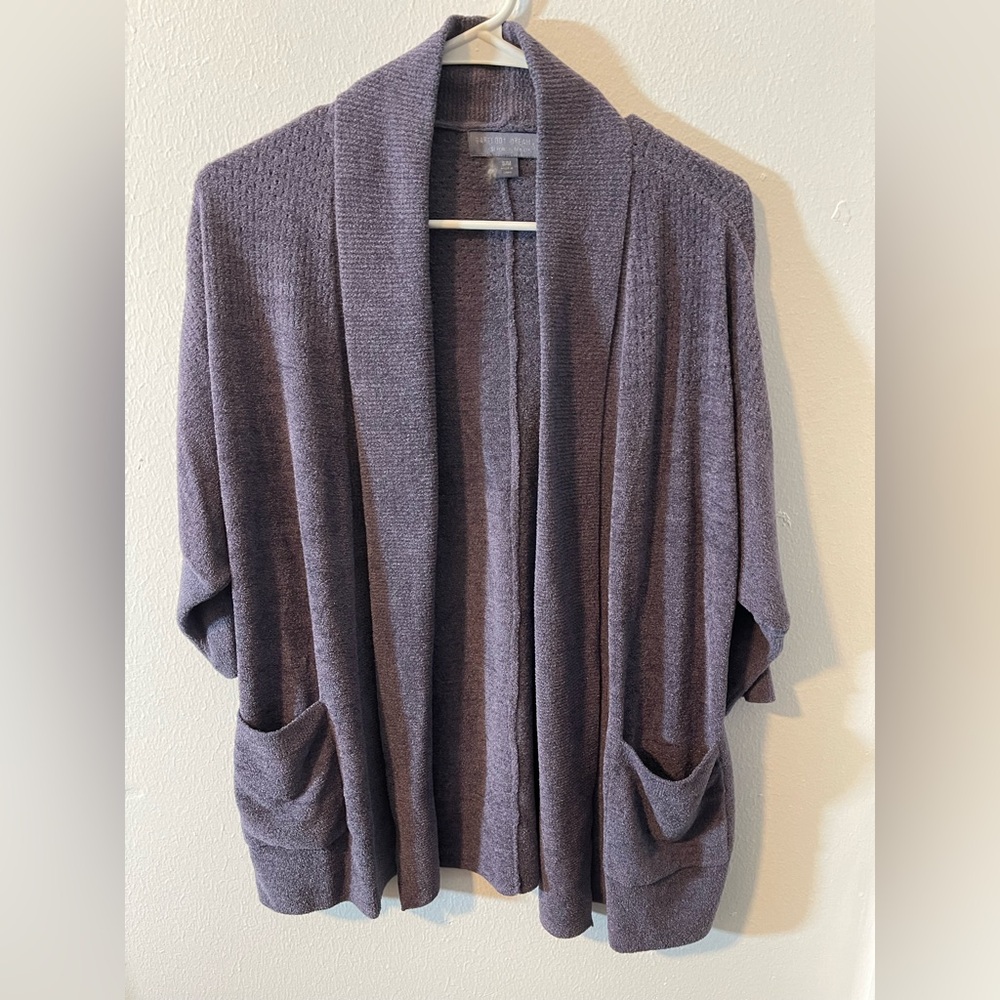 Barefoot Dreams open cardigan cozy chic ultra lite 3/4 sleeves pockets Sz S/M